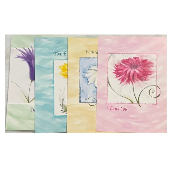 Lot 4 Vtg MCM Thank You Card Canada 1980s Lawson Falle Bouquet of Gratitude - Picture 1 of 16